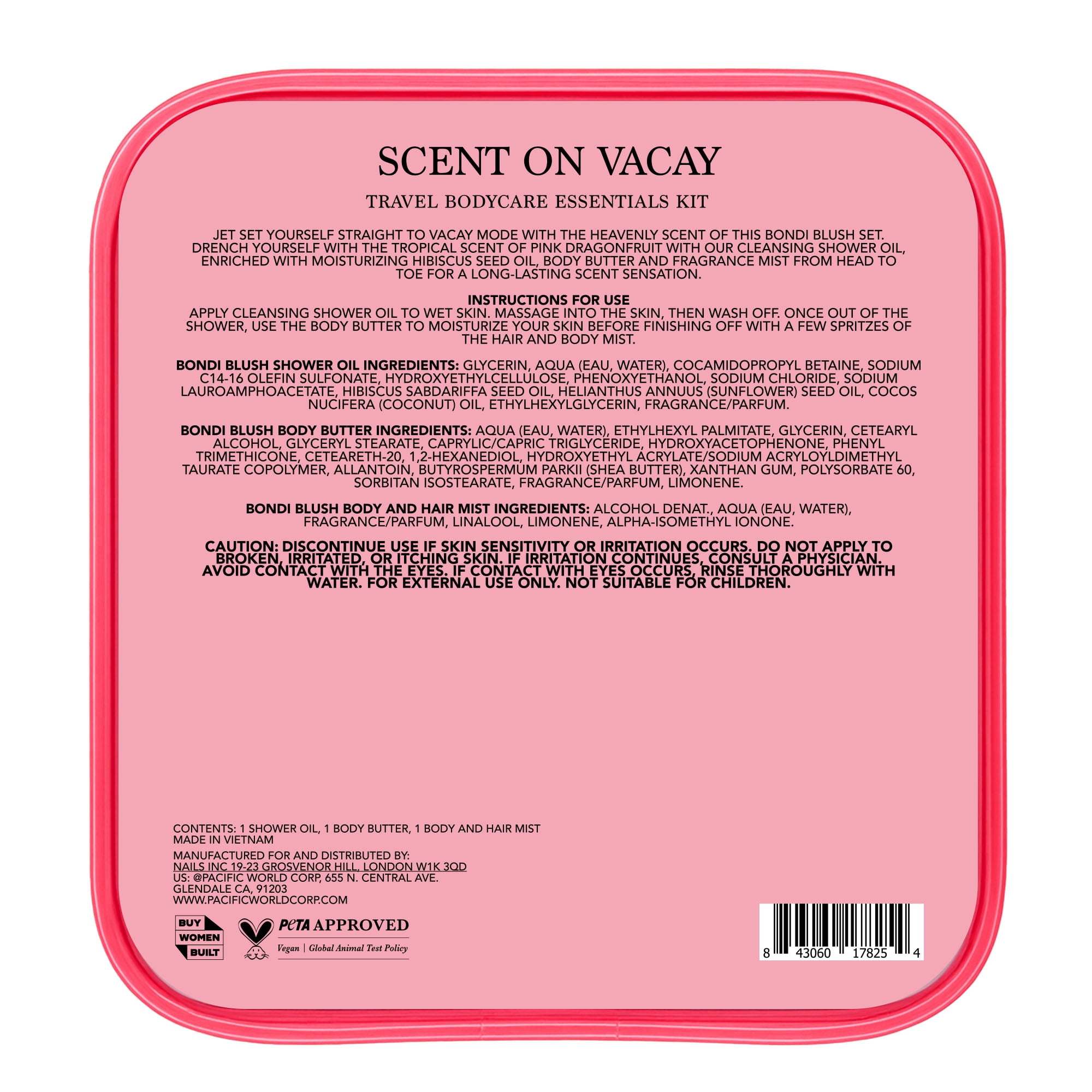 Holler and Glow Bondi Blush Mini Travel Body Care Set, 3 pieces
