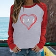thumbnail image 2 of IROINNID Reduced Ladies Long Sleeve T Shirts Spring Patchwork Letter Printed Round Neck Lounge Tee Tops,Gray, 2 of 6
