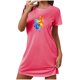 thumbnail image 2 of Camisón corto de talla grande para mujer, camisón de manga corta con estampado de pecho a la moda, camisón para mujer, 2 of 7