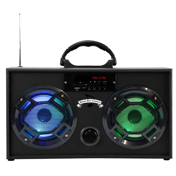 Mini Boombox with LED Speakers Retro Bluetooth Speaker w/Enhanced FM