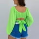 thumbnail image 5 of Tops Para Mujer Elegantes Blusas Casuales Camisas Erógenas de Moda Con Cuello en T Y Mangas Abullonadas Camisa de Color Sólido Blusa Superior Odeerbi  ODB156703, 5 of 9
