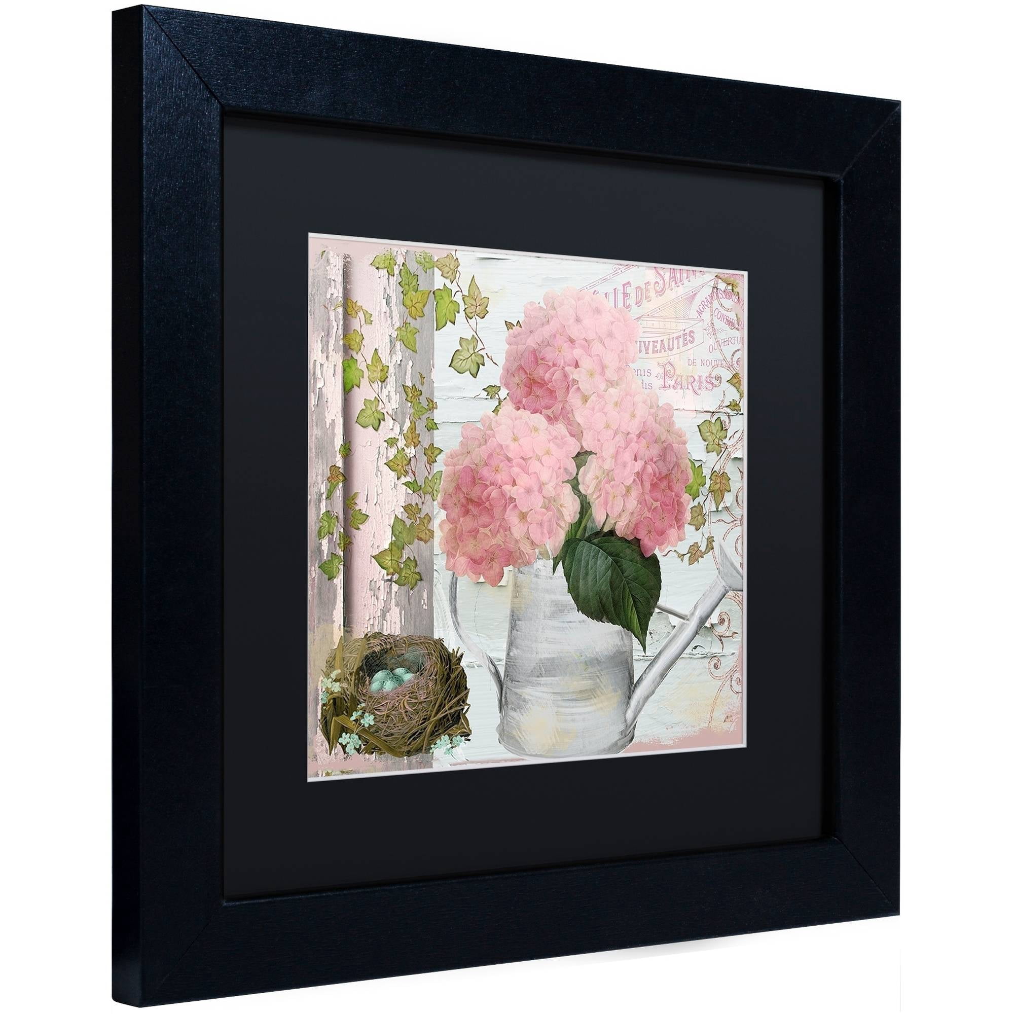 Trademark Fine Art "Chalet d'Ete Hydrangea" Canvas Art by Color Bakery Black Matte, Black Frame