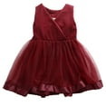 thumbnail image 1 of Kmbangi Girls Tulle Princess Dress Solid Color V-Neck Bow Evening Sundress, 1 of 7