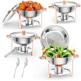thumbnail image 1 of Twister.CK Ensemble de Plats Anti-Frottement pour Buffet, Lot de 4, Plats Ronds Anti-Frottement de 5 L, Réchaud à Alcool Amovible en Acier Inoxydable 201, pour Service au Buffet, Réchauds pour Fêtes, Événements des Fêtes et Traiteur, 1 of 9