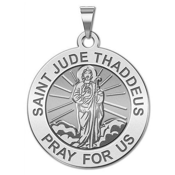 Saint Jude Religious Medal (Full Figure) - 2/3 Inch Size of Dime, Sterling Silver