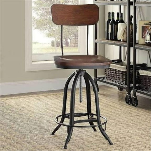 Mason Adjustable Stool, Chestnut & Black