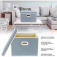 thumbnail image 3 of Large Collapsible Storage Bins with Lids, Patterns, Washable, Fabric Decorative Storage Boxes for Organizing 17.3x11.8x11.4 inches, 5 Pack, Blue, 3 of 6