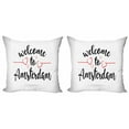thumbnail image 1 of Amsterdam Throw Pillow Cushion Cover Pack of 2, Welcome to Amsterdam Cursive Drawn by Hand Layout, Zippered Double-Side Digital Print, 4 Sizes, Grey Dark Coral, by Ambesonne, 1 of 2