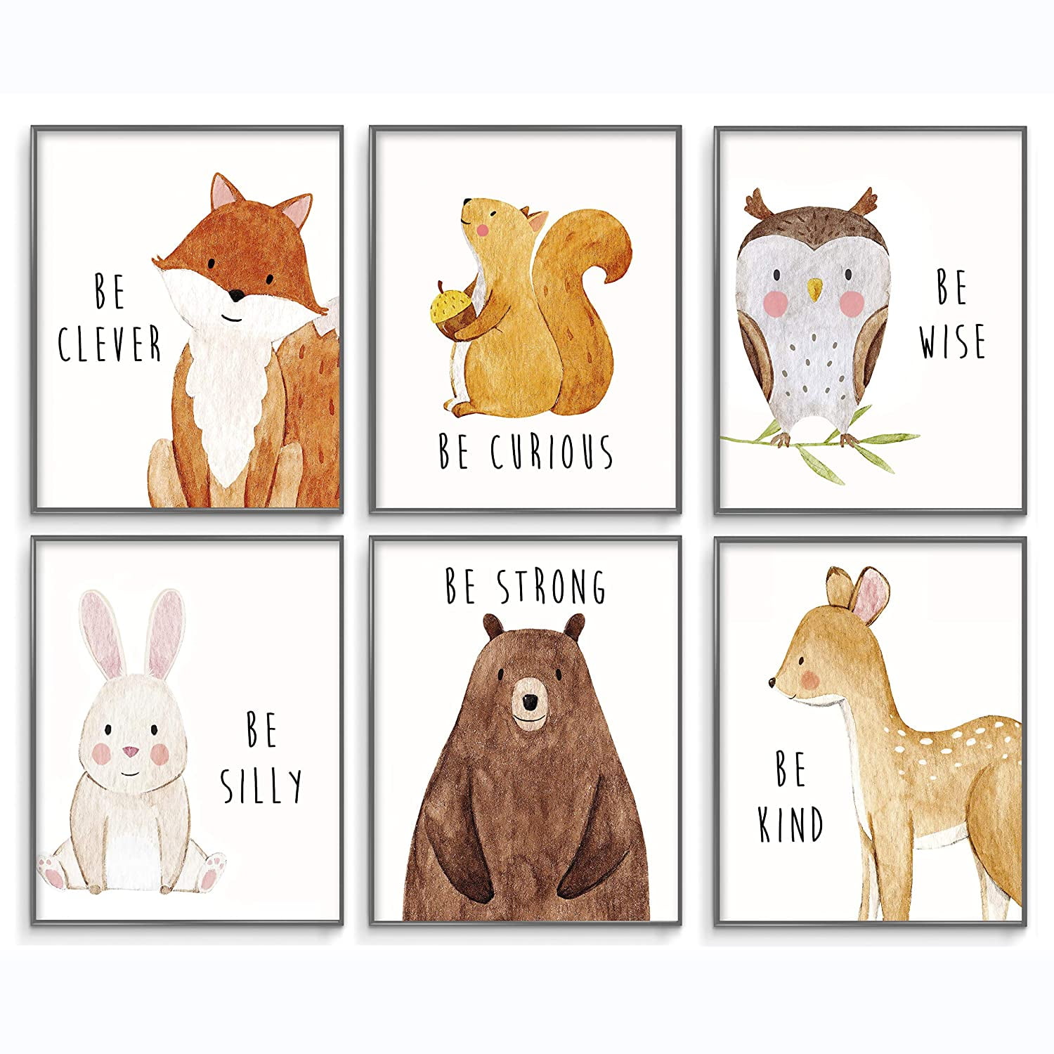 Print Picture Poster 4er Set Print Nursery Picture Wild Animals Pastel Baby 