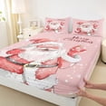 thumbnail image 3 of Castle Fairy Teens Children Cute Santa Claus 4-Piece Full Size Sheets,Xmas Snowflake Bed Sheets,Pink Red White Lightweight Sheet Sets,Ultra Soft Home Decor, 3 of 7