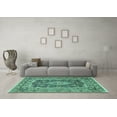 thumbnail image 3 of Ahgly Company Indoor Square Medallion Turquoise Blue Traditional Area Rugs, 3' Square, 3 of 4