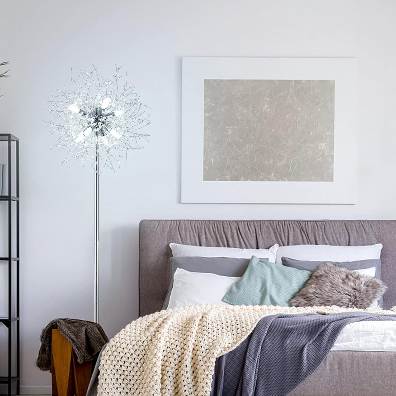 Miniyam 69 inch Crystal Floor Lamp, Modern Standing Lamp with K9 Crystal, LED Floor Lamp with On/Off Foot Switch, Gold
