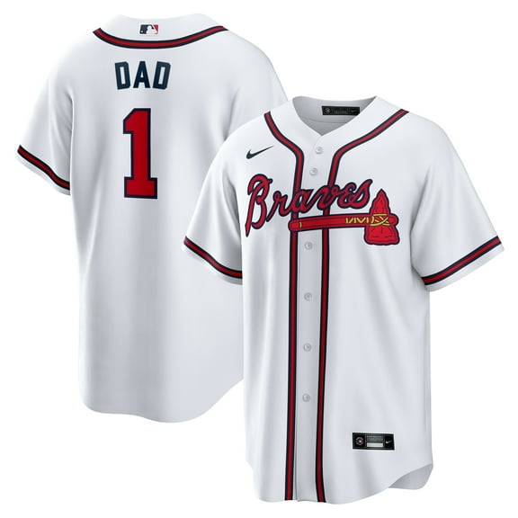 Men's-Nike White Atlanta Braves #1 Dad Home Replica Jersey