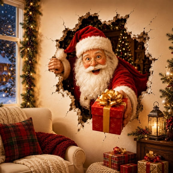 Christmas Break in 3D Wall Decal, Christmas 3D Wall Sticker, Peel and Stick Holiday Wall Decor