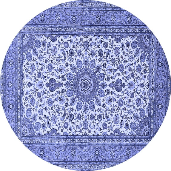 Ahgly Company Indoor Round Medallion Blue Traditional Area Rugs, 8' Round