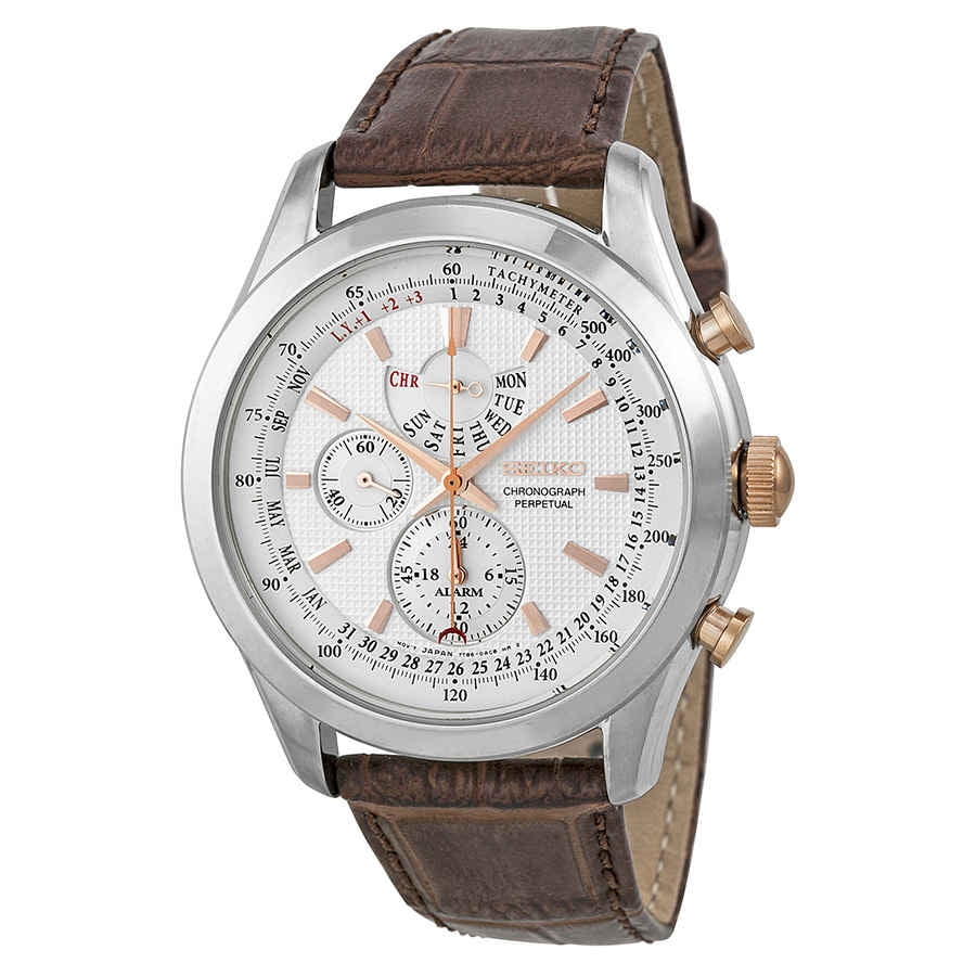 Seiko Men's SPC129 Silver Calf Skin Japanese Quartz Dress Watch