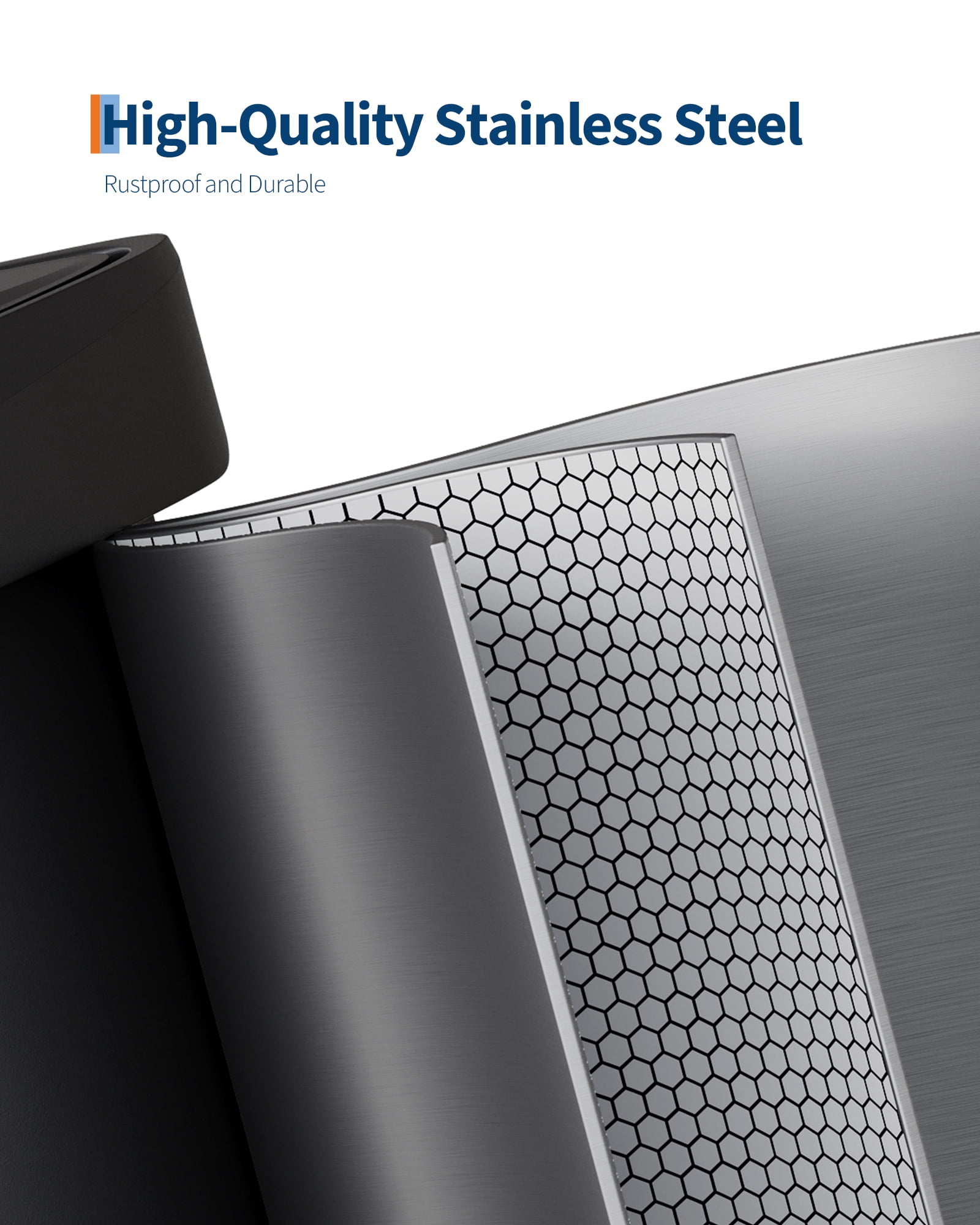 Hands-Free Step-On Kitchen Trash Can, 13 Gallon/50L – Tall Stainless Steel Garbage Bin with Soft Close Lid, Odor Control, Liner Rim, Rear Handle, Rustproof – Stainless Steel Color