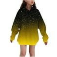 thumbnail image 2 of fnnxnal Big Girls 11-12T Galaxy Gradient Hoodie - Yellow Space Star Print, Soft Polyester Spandex, Casual Everyday Kids Sweatshirt, 2 of 5