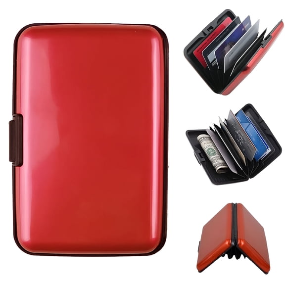 AOMRCOL 2026 New Rfid Wallets, Waterproof Aluminum Rfid Blocking Business Id Credit Card Holder Case Pocket for Women & Men Business Card Holders,Red