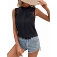 thumbnail image 2 of Women'S Lace Sleeveless Tops Pleated Summer Tank Tops 2025 Dressy Casual Sleeveless Shirts Blouse Black XL, 2 of 9