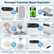 Nasal Aspirator for Baby, Electric Baby Nose Booger Sucker with 9 Levels Suction, Night Light and 10 Nursery Rhyme Soothing Function, Electric Nose Suction for Baby Toldder Child with 3 Silicone Tips