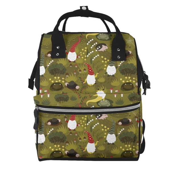 Disketp Gnomes Playing in the Garden Mochila de Pañales de Gran Capacidad con Múltiples Bolsillos, Mochila de Viaje Multifuncional para Bebé, Unisex, Moderna y Resistente