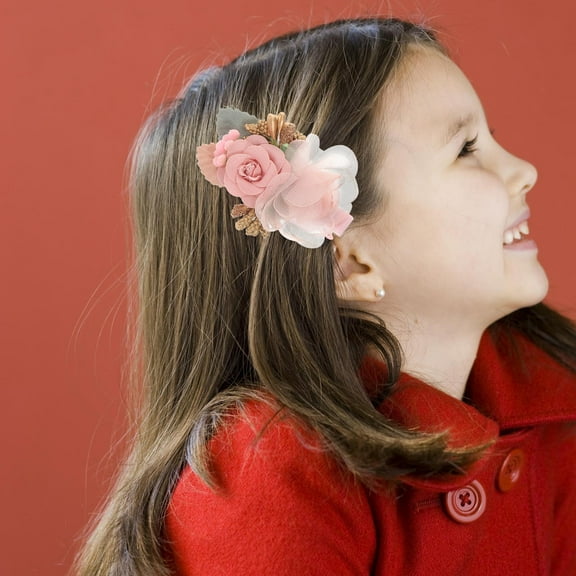 TABLZONE Hawaii Hair Clip Flower Pink Ribbon Fashionable Flowers Design for Girls 3pcs