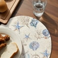 thumbnail image 3 of Nautical Coastal Round 15 Inch Placemats Set of 6, Vintage Beach Coral Starfish Shell HeatResistant Non Slip Place Mats for Dining Table, Wipeable Braided Kitchen Table Mats for Housewarming, 3 of 9