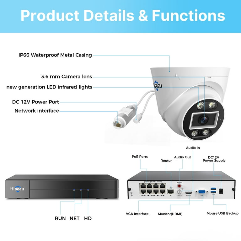 Hiseeu Poe Security Camera System, 5MP CCTV Camera Security System