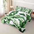 thumbnail image 3 of Erosebridal Girls Palm Leaf Bed Spread Queen, Watercolor Plant Queen Coverlet Set, White Green, 3-Piece, 3 of 7