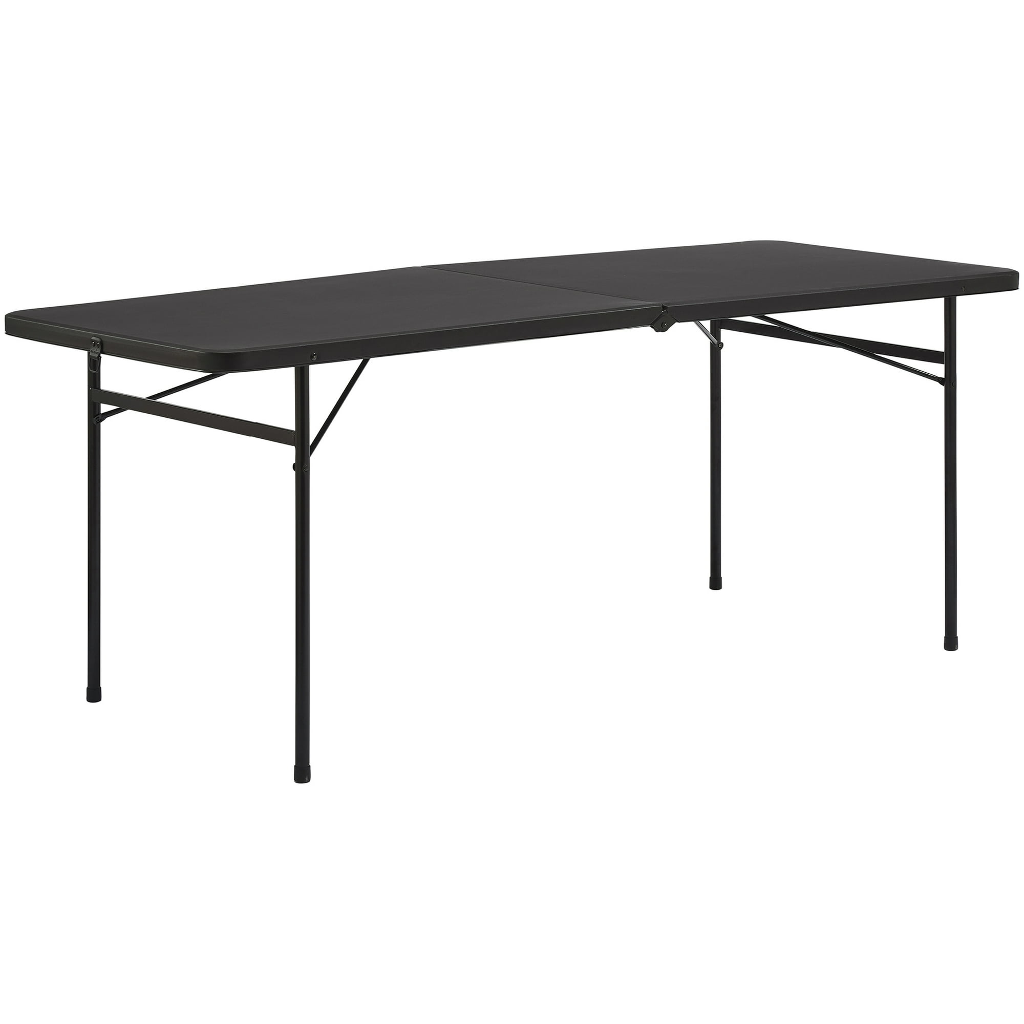 Mainstays 6 ft Rectangle Centerfold Folding Table, Black