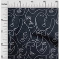 thumbnail image 2 of oneOone Rayon Black Fabric Line Drawing Face Craft Projects Decor Fabric Printed By The Yard 56 Inch Wide, 2 of 4