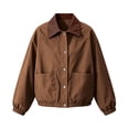 thumbnail image 3 of Women’s Lapel Button Jacket, Lightweight Long Sleeve Loose Jackets, Fall Elastic Hem Casual Outerwear with Pockets, 3 of 6