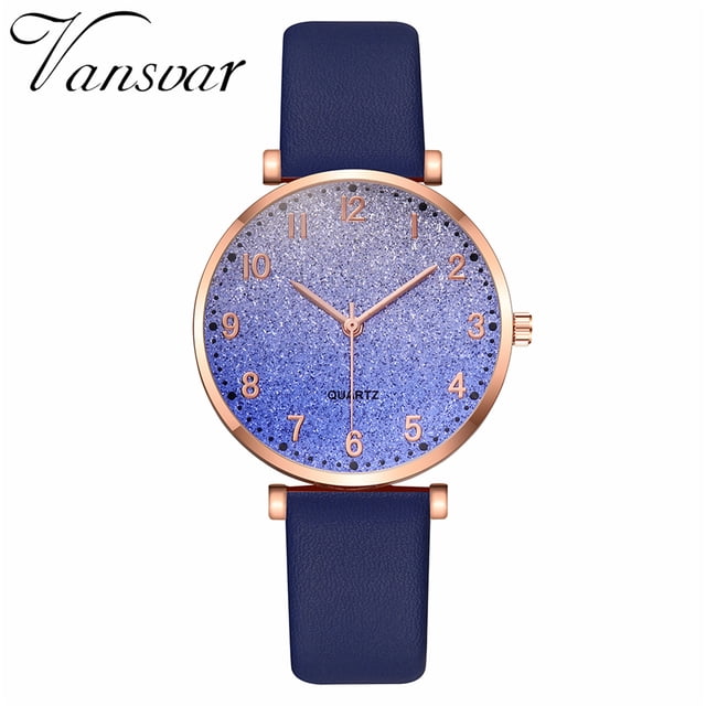 Reloj de cuarzo para mujer, relojes para mujer vansvar Reloj de pulsera casual de cuarzo con correa de cuero para mujer Reloj de pulsera