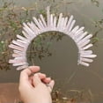 thumbnail image 5 of HOOUN Goddess Bridal Crown Raw Crystal Quartz Tiara Queen Party Headband Hair Hoop-Black, 5 of 7