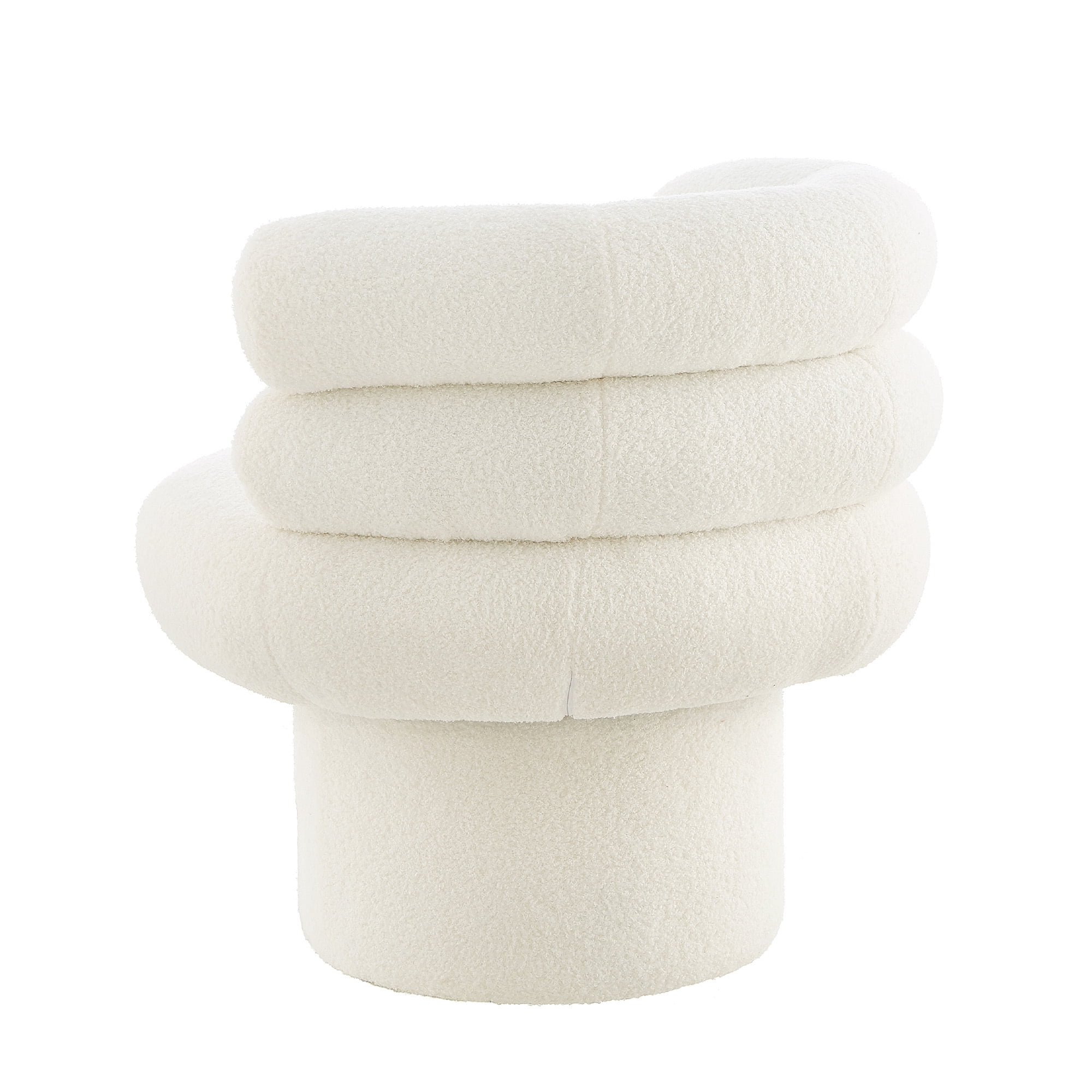 Euroco Swivel Accent Chair, 360° Swivel Barrel Chair with Round Back and Soft Cushion,Teddy Fleece Reading Chair Vanity Chair for Small Space,Living Room,Bedroom,White