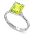 thumbnail image 2 of 2.50 Carat Emerald Cut Peridot Gemstone Sparkle Engagement Ring for Ladies Solid 18K White Gold Size 11 by Diamond Capitals, 2 of 8
