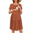 thumbnail image 1 of Vestido de lactancia de maternidad Ekouaer Summer Manga Corta Caramelo, 1 of 6
