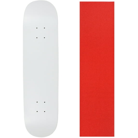 Skateboard Deck Blank Dipped White 7.63" Red Grip