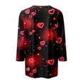 thumbnail image 4 of Hot Sale!! Hauts de la Saint-Valentin à Manches 3/4 pour Femmes Grande Taille Tunique à Col Rond Tenues Douces pour la Saint-Valentin Rouge + L, 4 of 4
