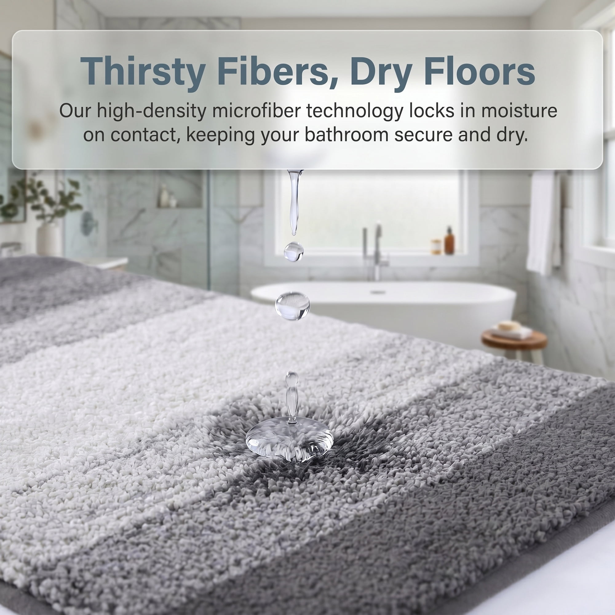 Unique Bargains Soft Absorbent Plush Non-Slip Machine Washable Bath Mat Grey 24" x 16"