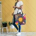 thumbnail image 4 of FORMRS Womens Canvas Tote Bag with Zipper Inner Pocket Shoulder Handbag, Futuristic Circles, 4 of 7
