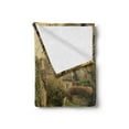 thumbnail image 2 of European Soft Flannel Fleece Throw Blanket, British Town with Stone Houses Retro England Countryside Buildings Image Print, Cozy Plush for Indoor and Outdoor Use, 60" x 80", Grey Green, by Ambesonne, 2 of 5