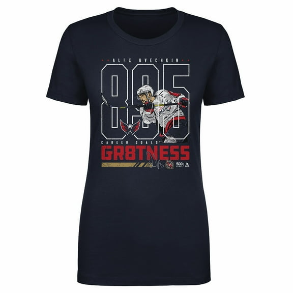 Women's 500 Level Alexander Ovechkin Navy Washington Capitals NHL All-Time Leading Goal Scorer Outline T-Shirt