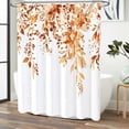 thumbnail image 3 of Orange Eucalyptus Shower Curtain - Watercolor Plant Leaves Floral Fabric Shower Curtain Set with Plastic Hooks, Water Resistant, Natural Botanical Spring Cloth Shower Curtains for Bathroom, 72x72, 3 of 6