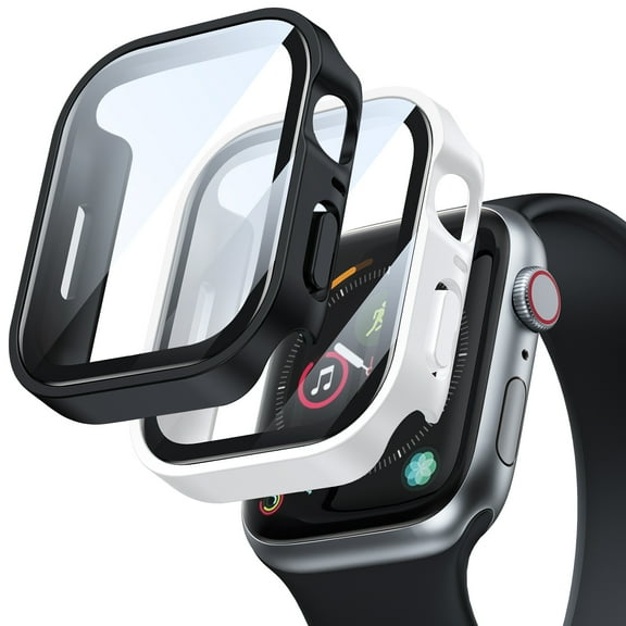 Allytechgroup 2 Pack for Apple Watch Series 11/Series 10 46mm with Screen Protector, Shockproof Protective Face Cover Hard PC Bumper for Women Men for iWatch Series 11/10 46mm, White Black