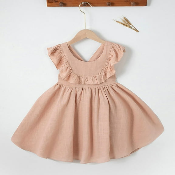 Little Girl Dresses Flutter Sleeve A-Line Tiered Swing Summer Pink Dress Girls Birthday Dress Birthday Party Dresses