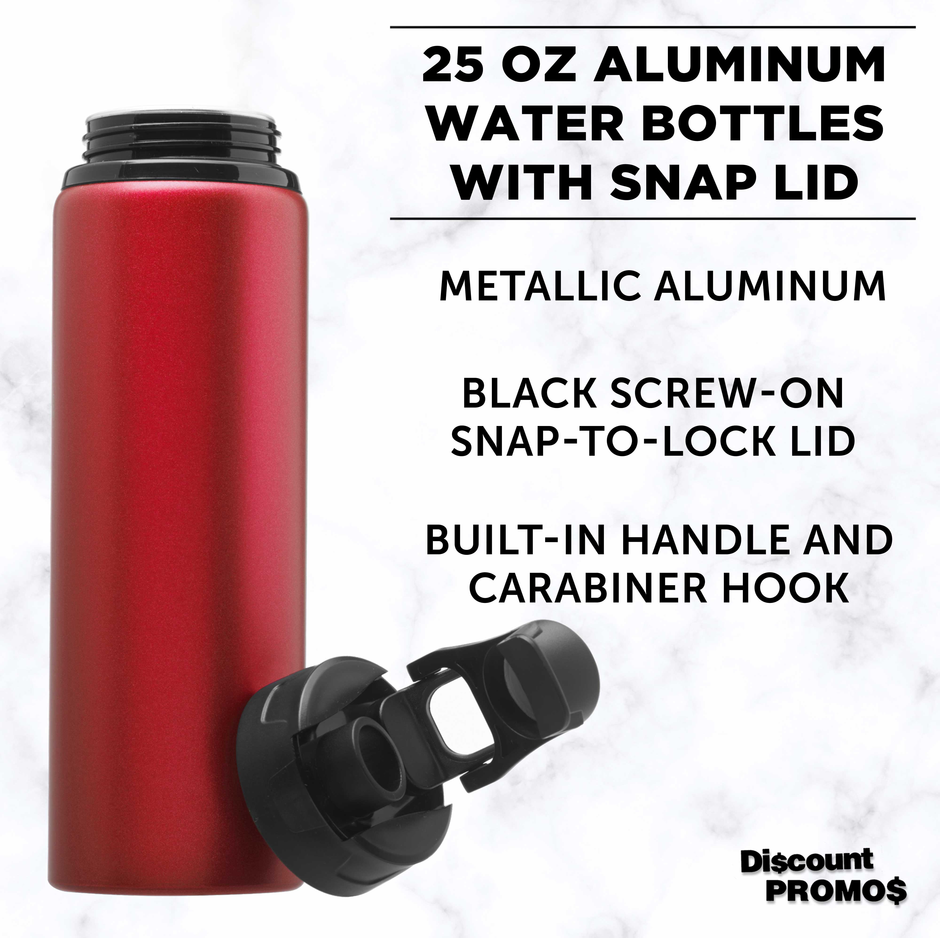 Aluminum Water Bottles with Snap Lids 25 oz. Set of 10, Bulk Pack - Reusable, Great for Gym, Hiking, Cycling, For School - Red