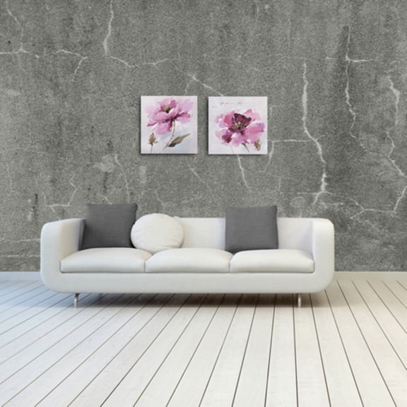 Kasa Modern Design Flower and Nature 2 Piece Original Painting on Canvas Set in Purple