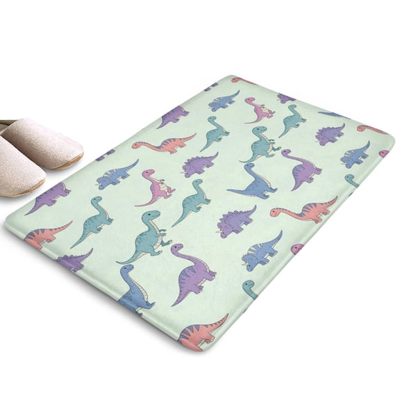 Colorful Dinosaur Assortment Flannel Non Slip Door Rugs,Washable Door Mats Indoor,Decorative Door Mats,Dirt-Resistant and Absorbent Doormat for Entrance,Bedroom,Kitchen,Bathroom,23.5"x16"